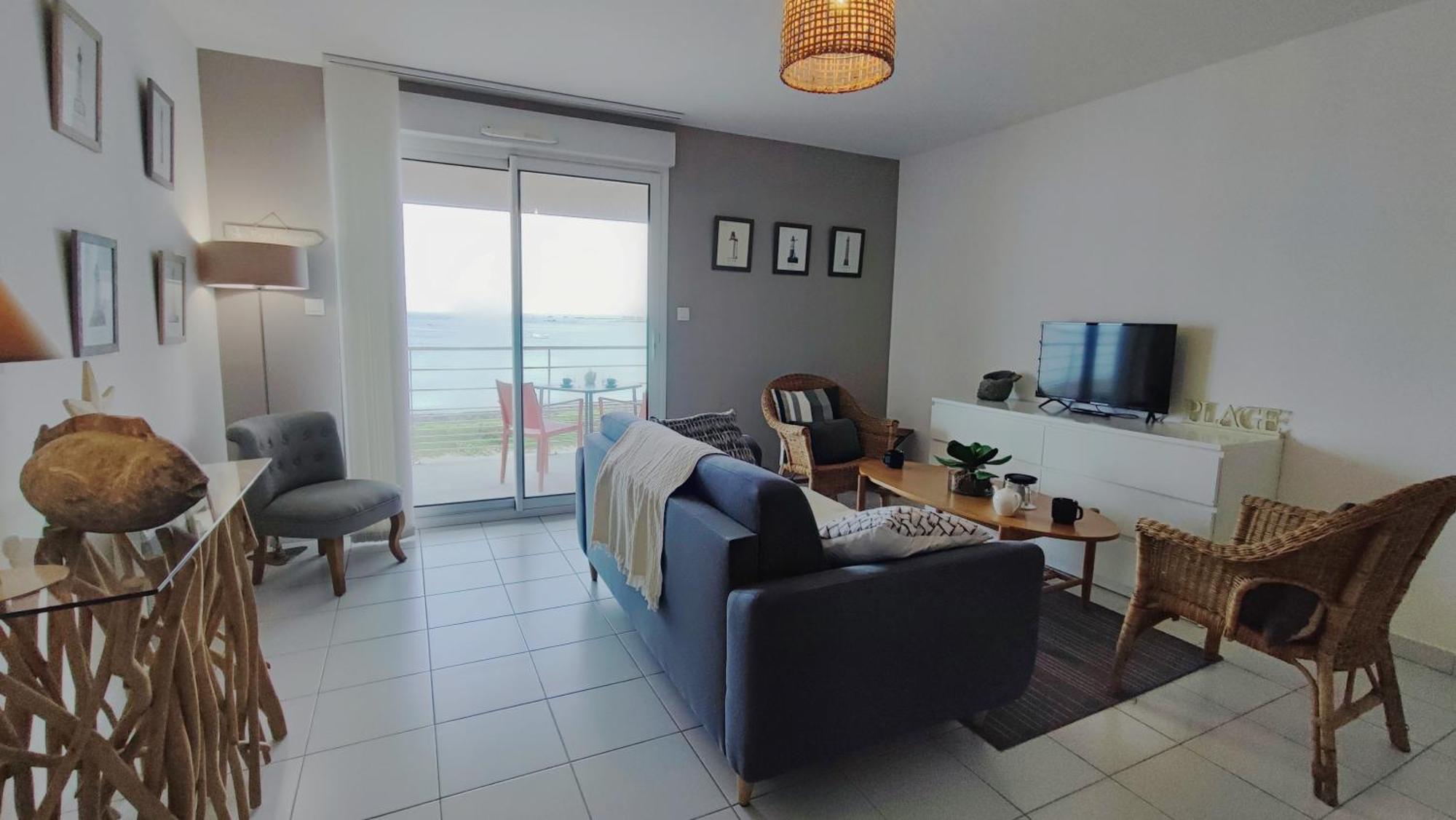 Apartamento Reve Bleu - Vue Mer Exceptionnelle - Wifi - Draps Et Serviettes Inclus - Balcon Avec Mobilier De Jardin Penmarcʼh Exterior foto